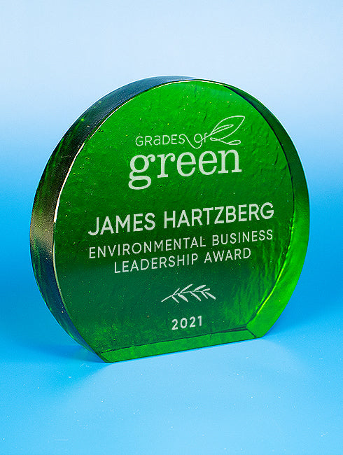Recycled Glass Award - Emerald Crescent Trophy Eclipse Awards OS