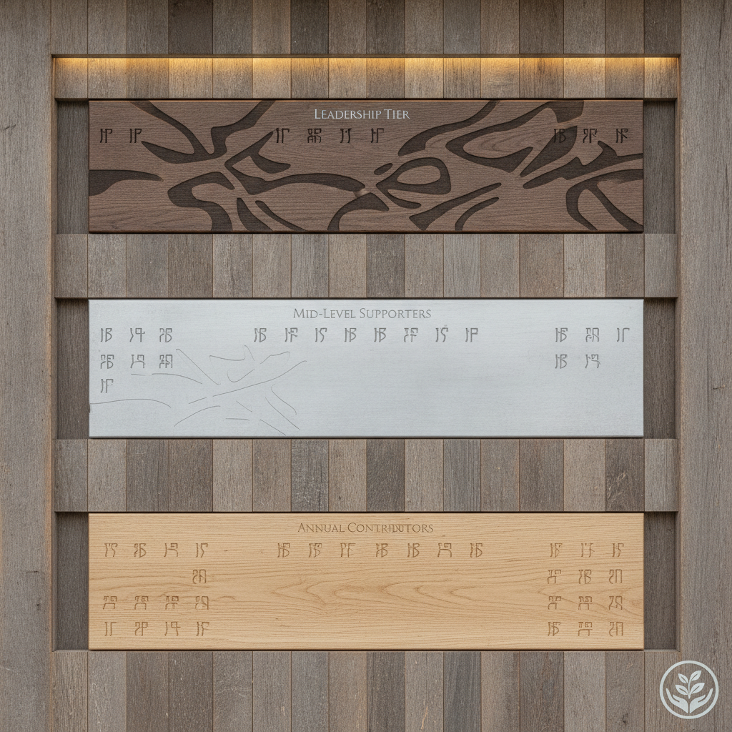 What's involved in designing a donor recognition wall for a nonprofit?