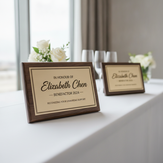 What's the fastest way to get custom plaques produced for a donor recognition event?