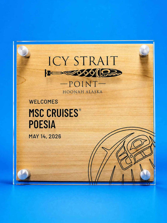 Harmony Wall Plaque - Maple Wood & Glass with Aluminum Standoff Hardware Wall Plaque Eclipse Awards
