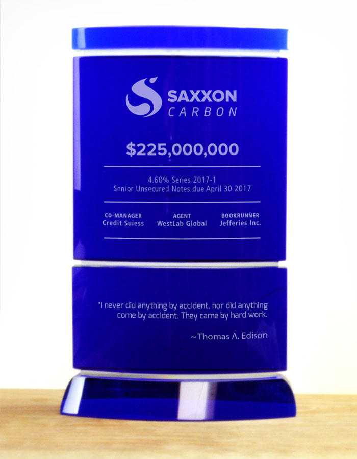 Crystal Reflection Financial Tombstone Trophy Eclipse Awards Medium