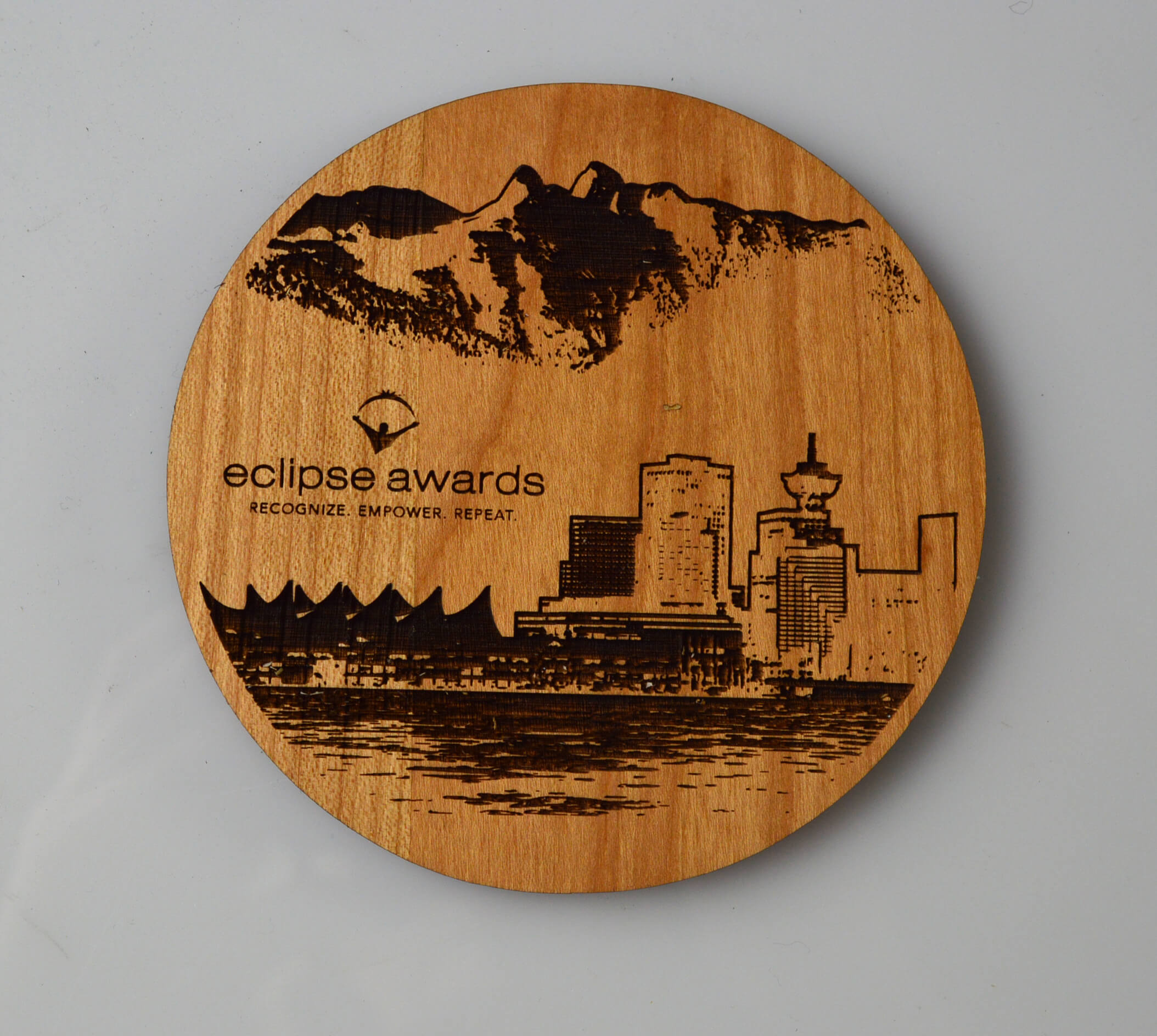 custom-awards_cherry-wood_coaster_logo_laser-cut_eco-friendly-green_corporate_north-america