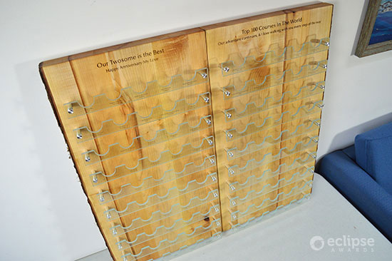 custom-awards_sustainable_salvaged-wood_glass_personalized_golf-ball-display-wall-plaque_Vancouver