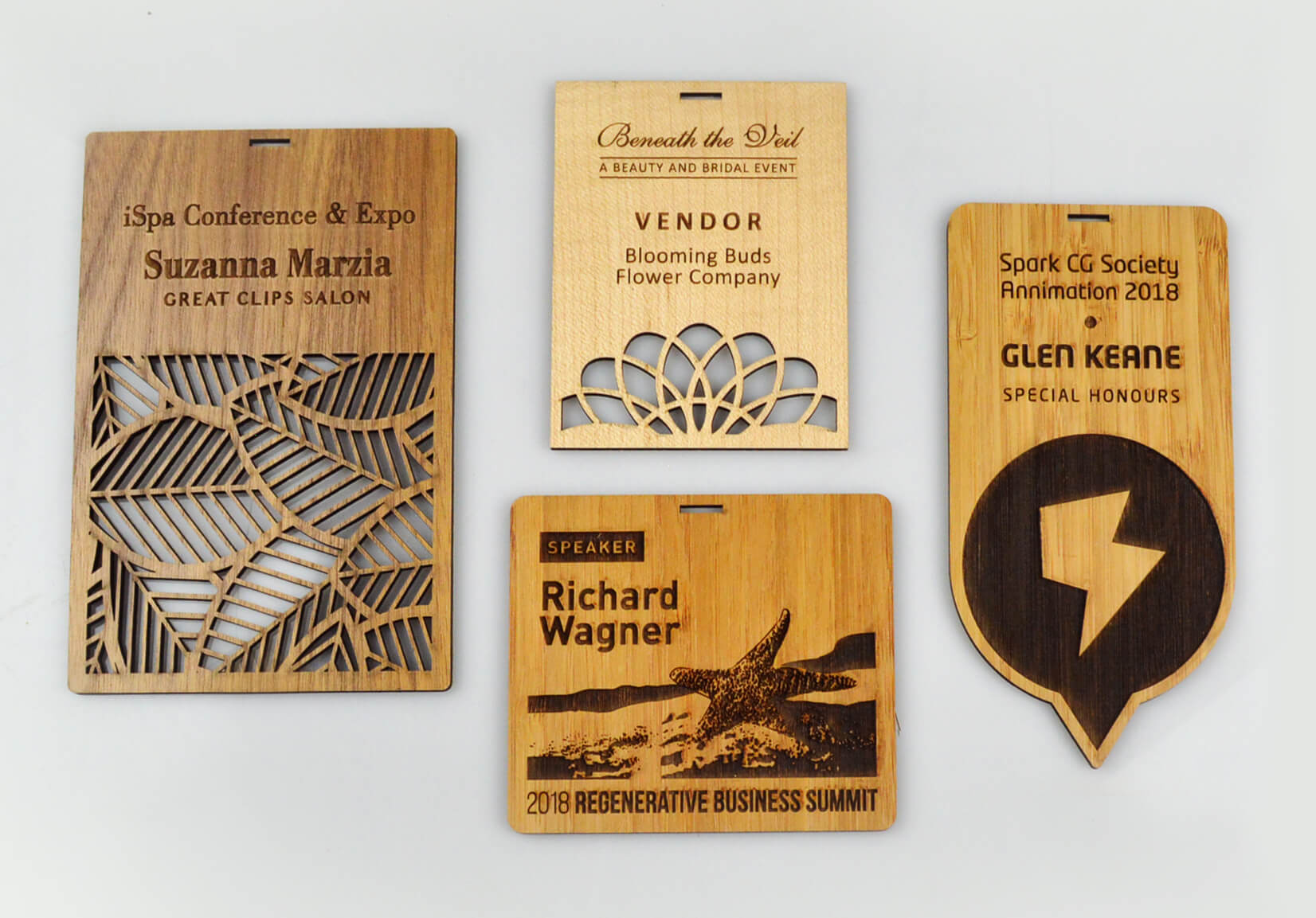 custom-awards_wood_conference-badges_personalized_laser-cut_eco-friendly_corporate_north-america2
